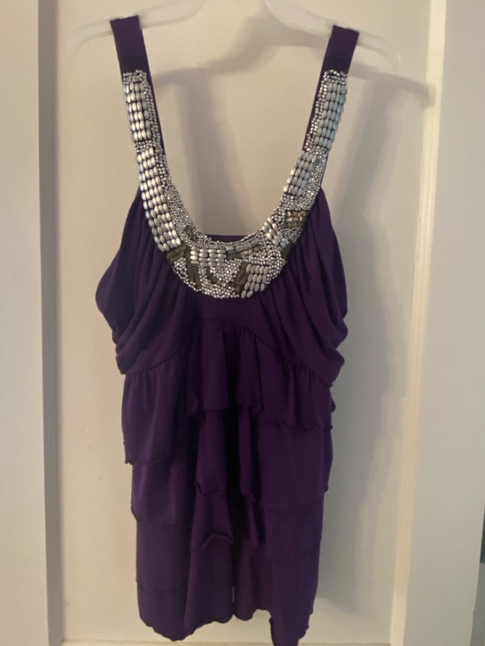 torrid Purple Beaded Neckline Ruffle Tank Top